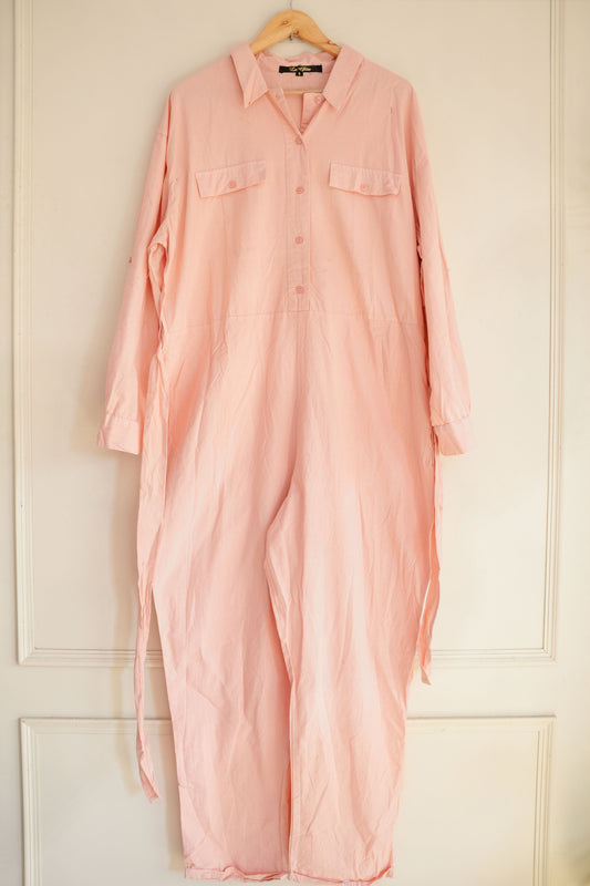 Peach Front Buttoned Jumpsuit