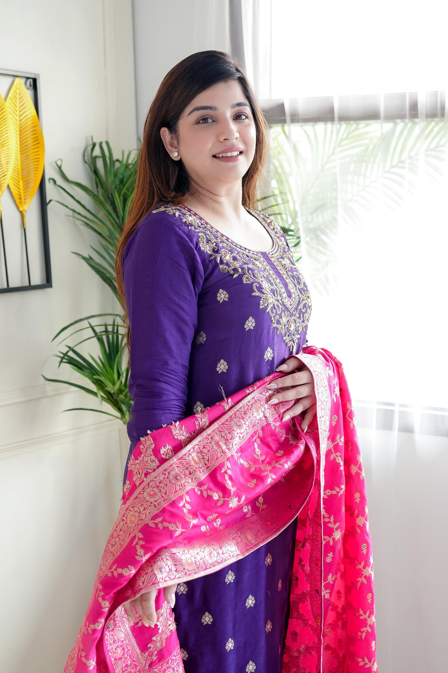 Hridya Purple Silk Suit