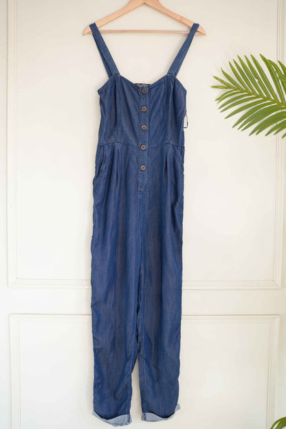 Denim Cut Sleeves Jumpsuit