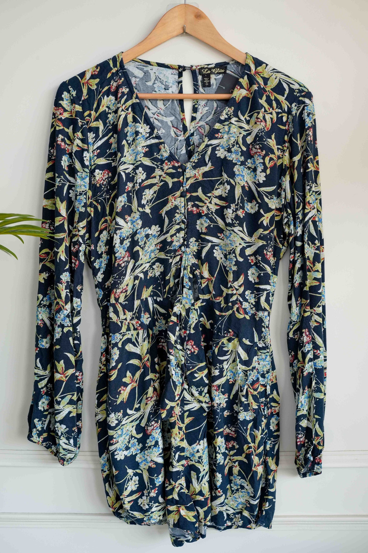 Blue Floral Printed Playsuit