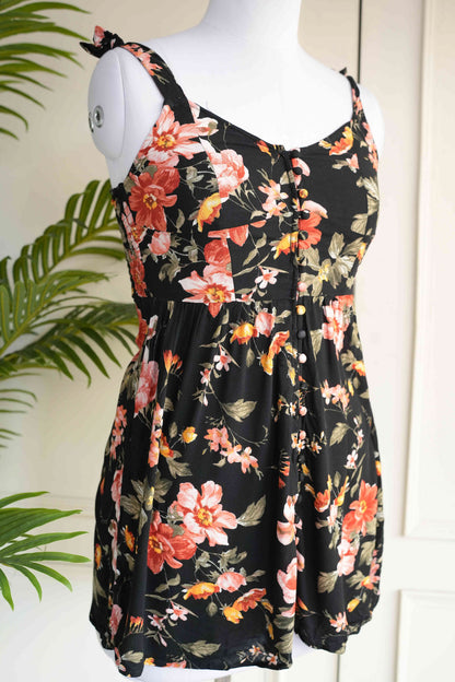 Black Floral Playsuit