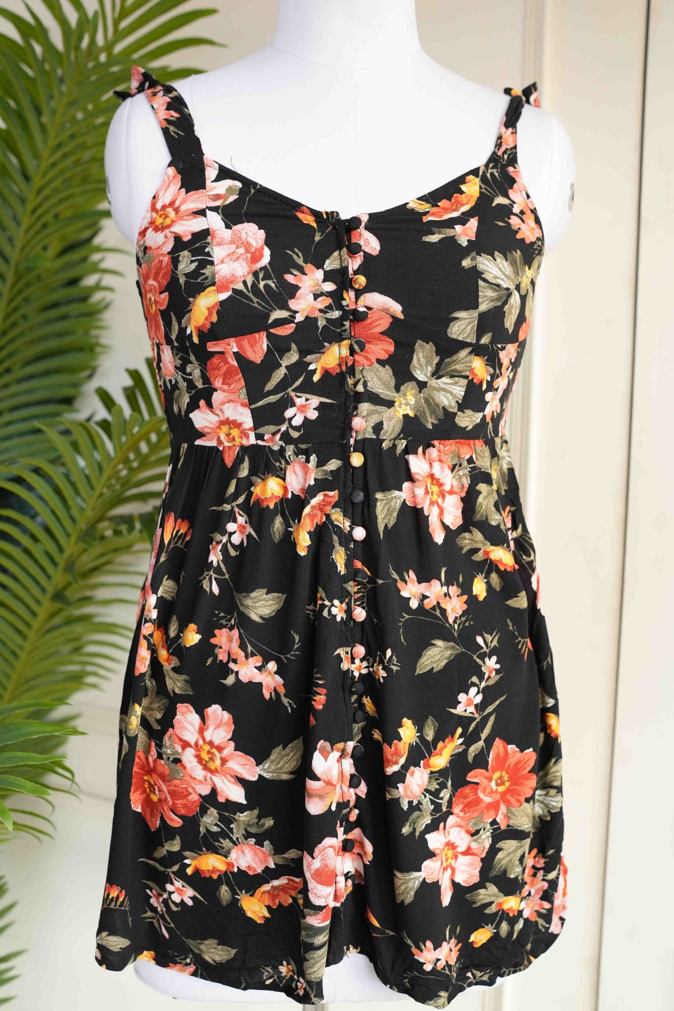 Black Floral Playsuit