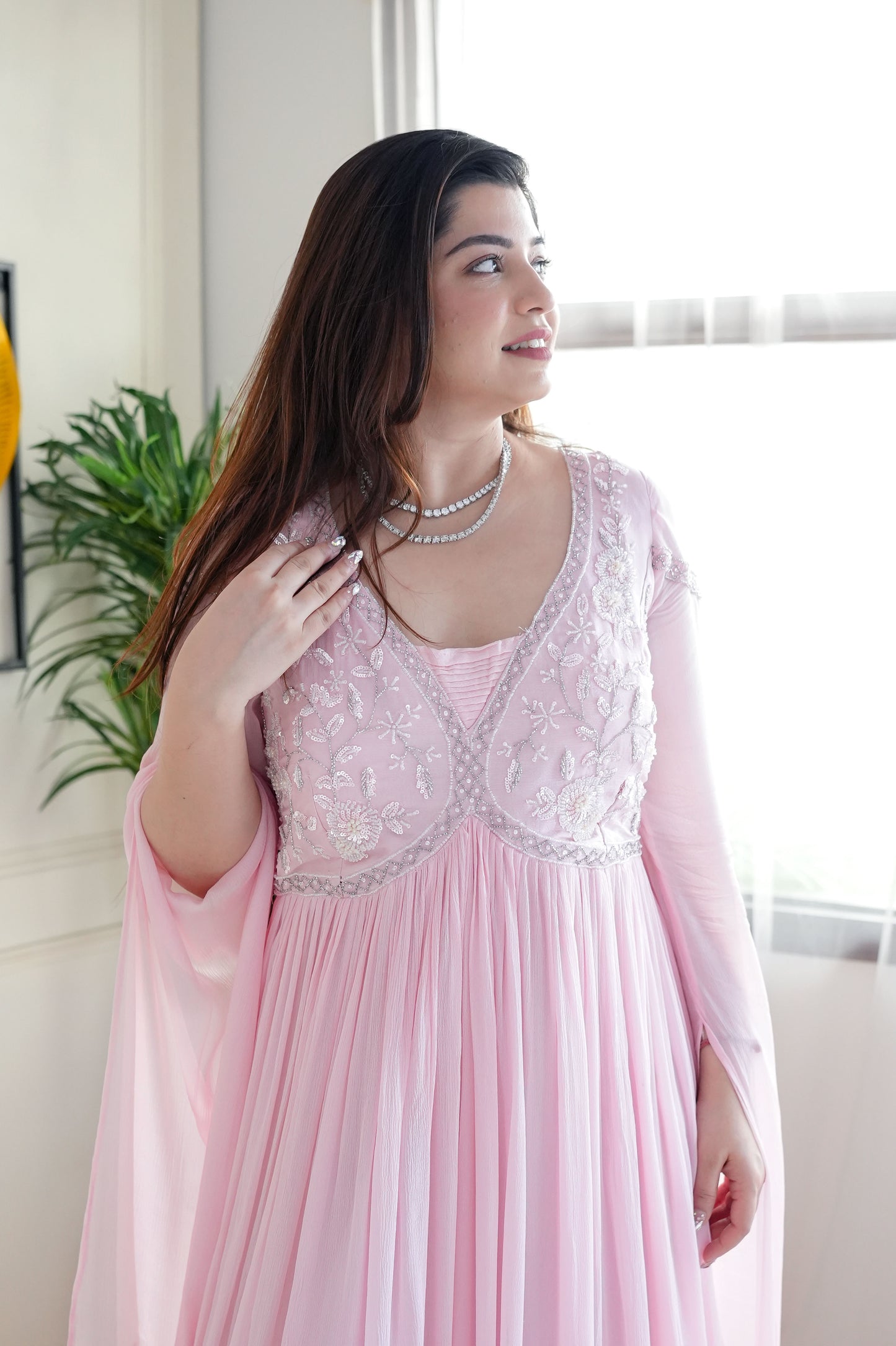 Luxe Pink  Embroidered Gown