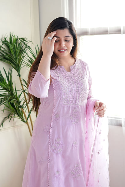 Alam Schiffli Detailing Anarkali Suit Set