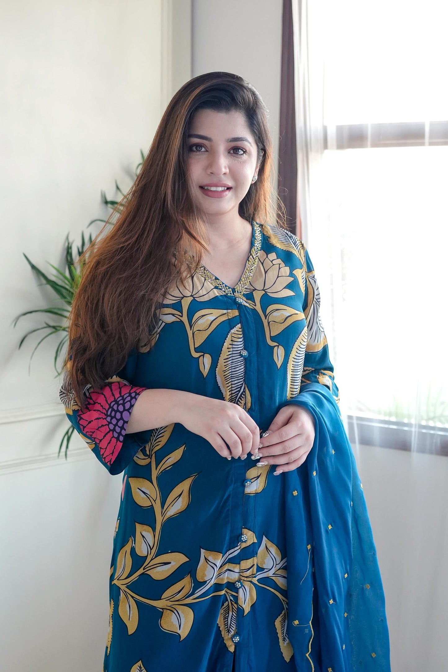 Beena Blue Printed Suit Set