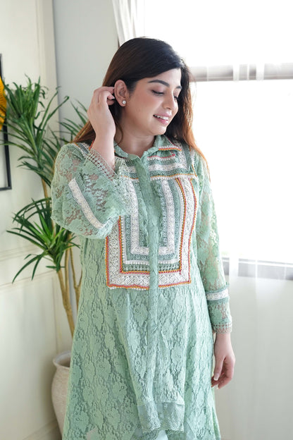 Mohana Green Cutwork Co ord Set