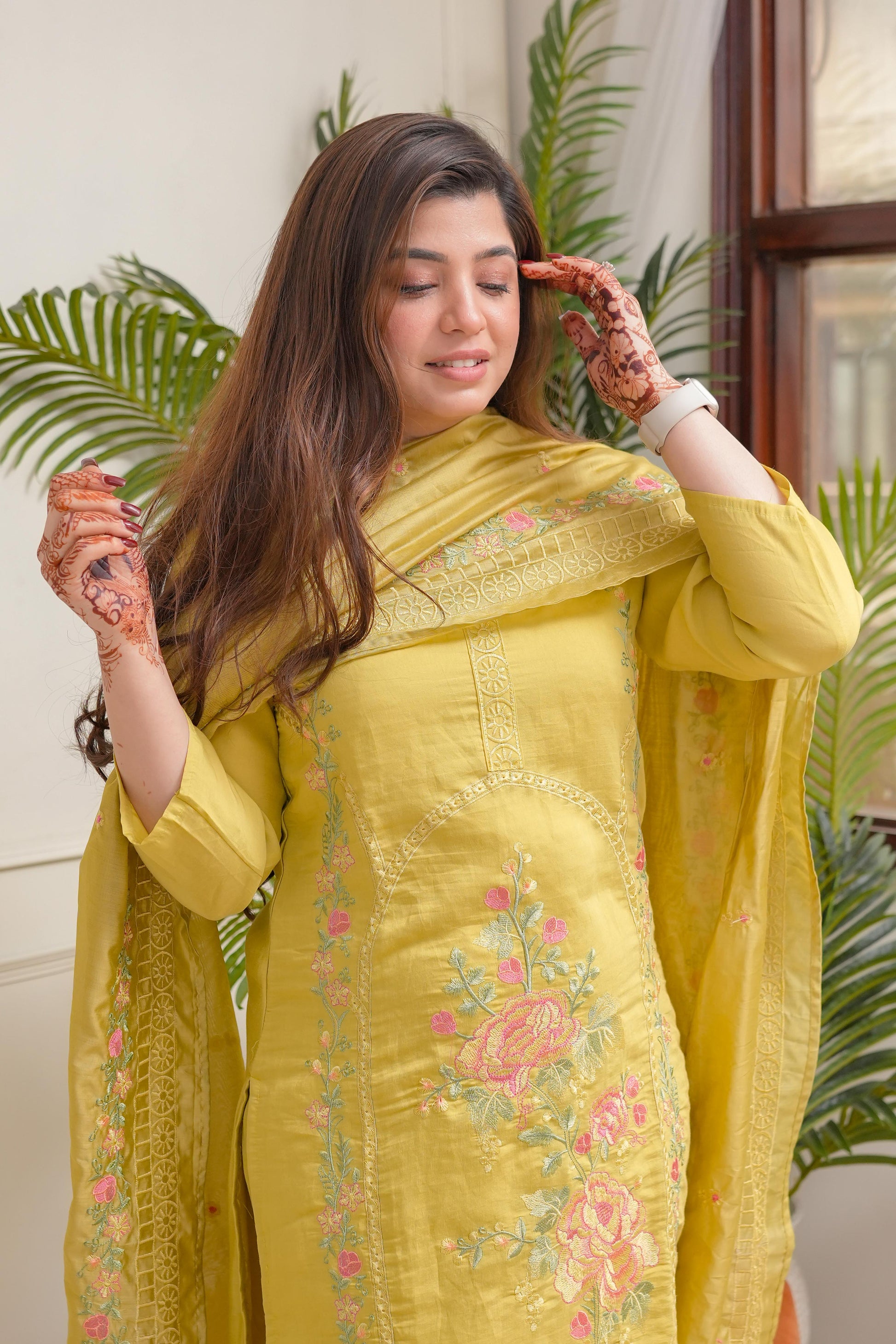 ILahi Yellow Embroidered Suit Set