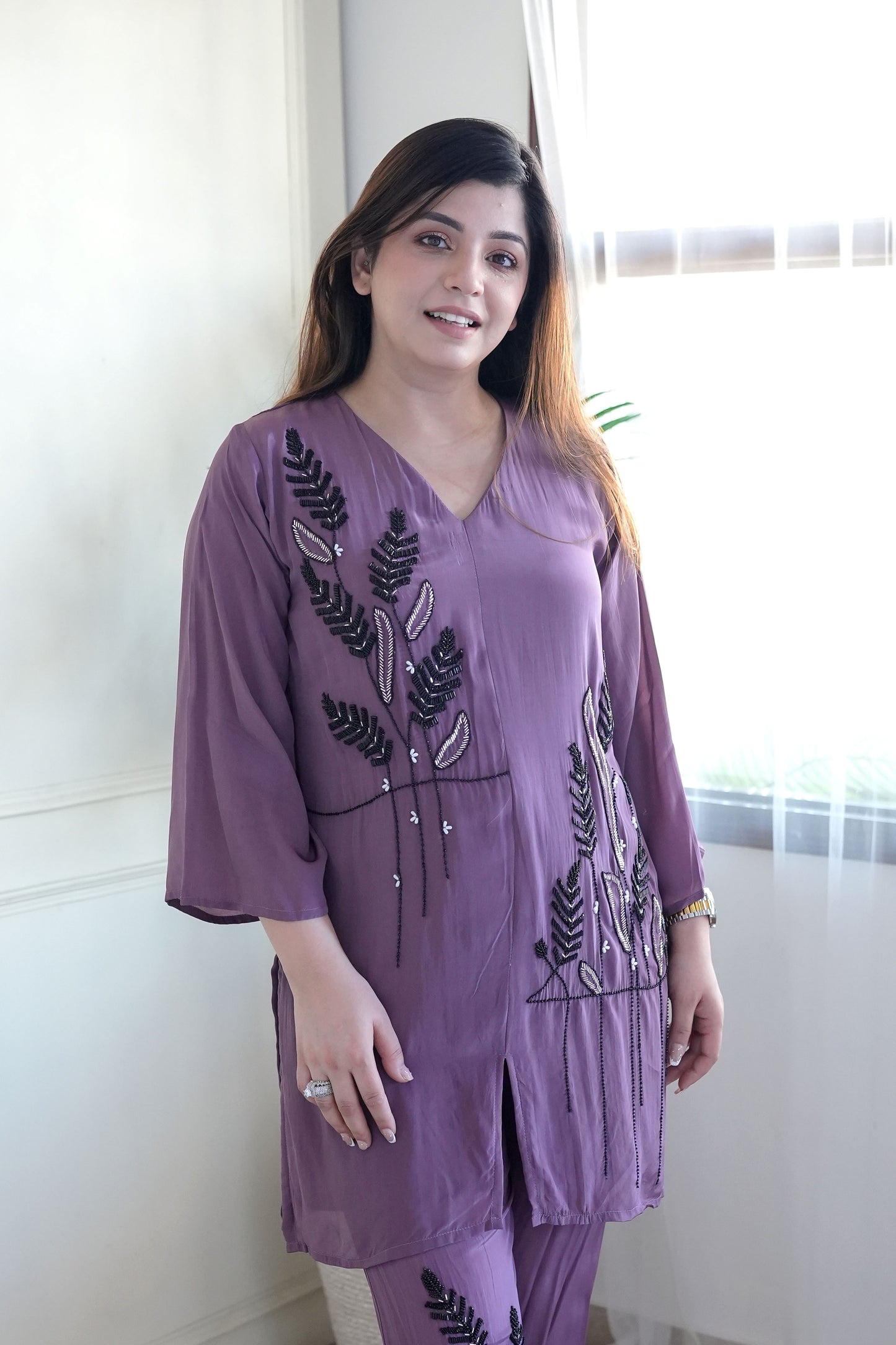 Meerab Purple Embroidered Co ord Set