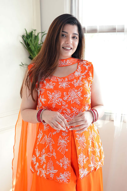 Sukoon Orange Embroidered Suit