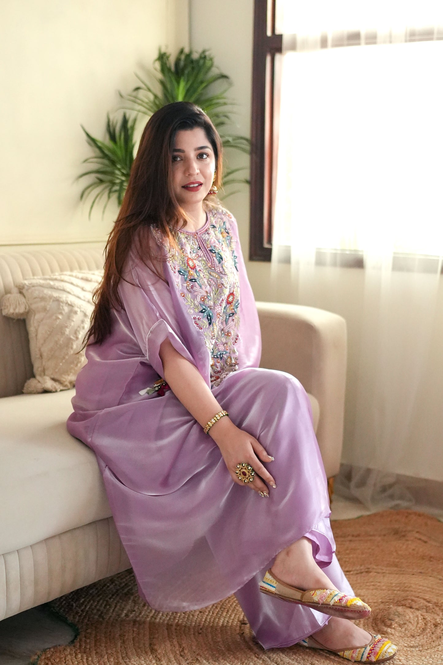 Luxe Lilac Hand Embroidered Chogha Set