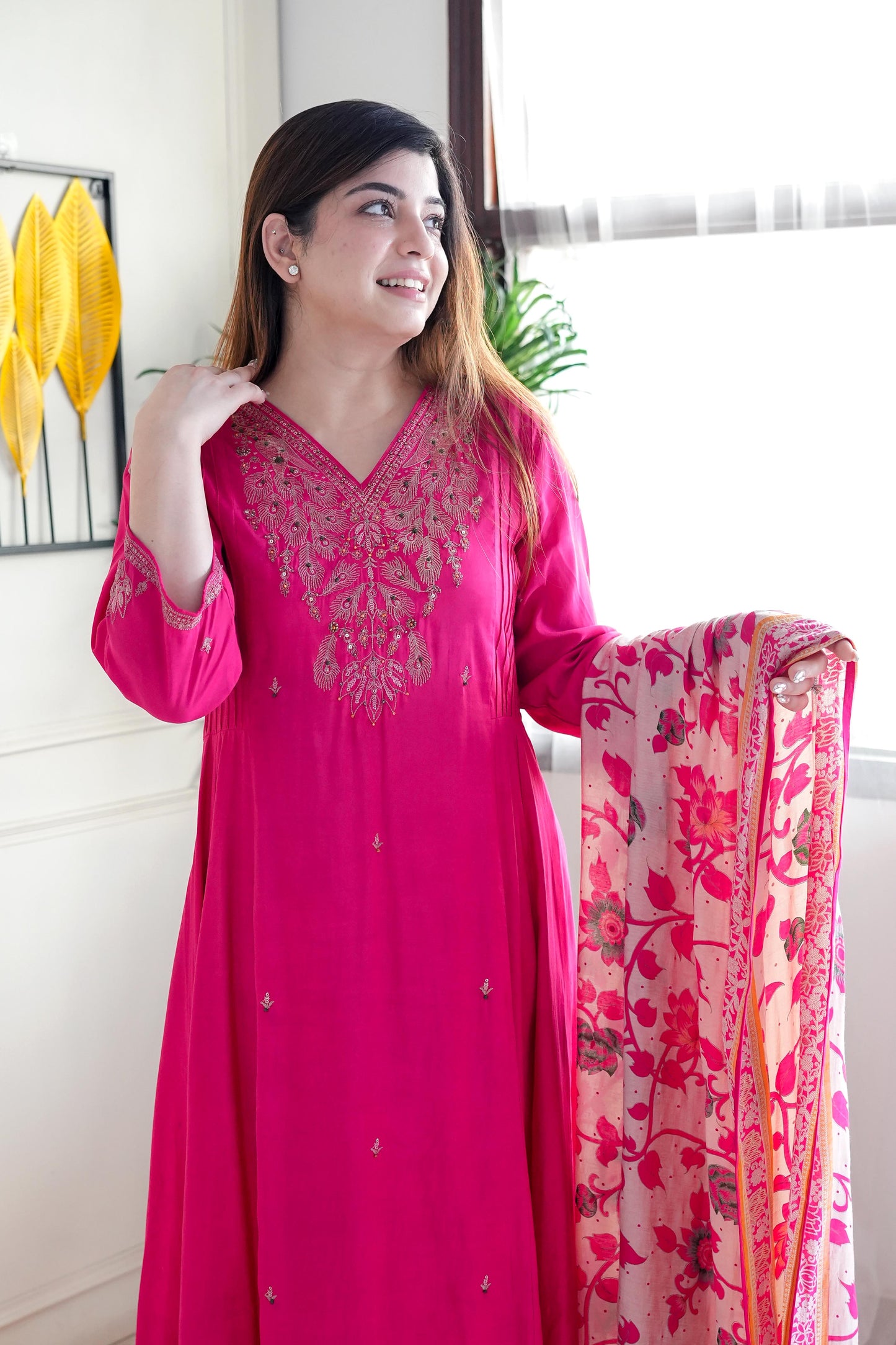 Safina Hot Pink Anarkali Suit Set