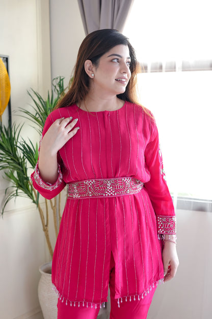 Gauhra Pink Embroidered Co ord Set