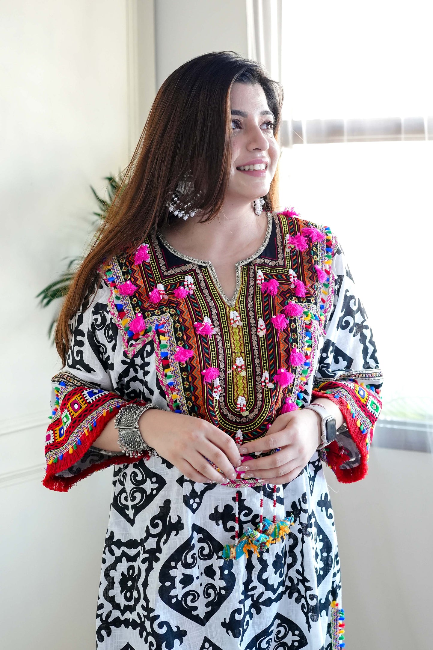 Mehran Black Printed Chogha With Pants