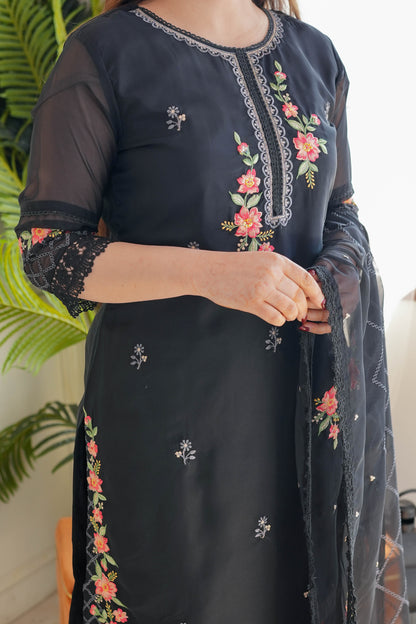 Geet Black Embroidered Suit Set