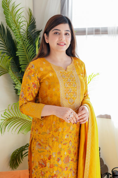 Janak Yellow Silk Suit Set