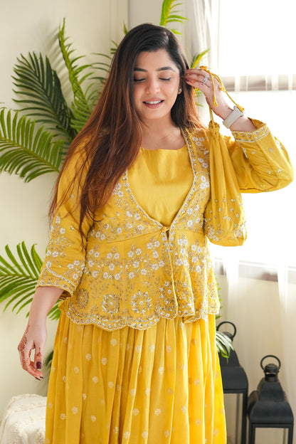 Zeera Yellow Three Piece Set