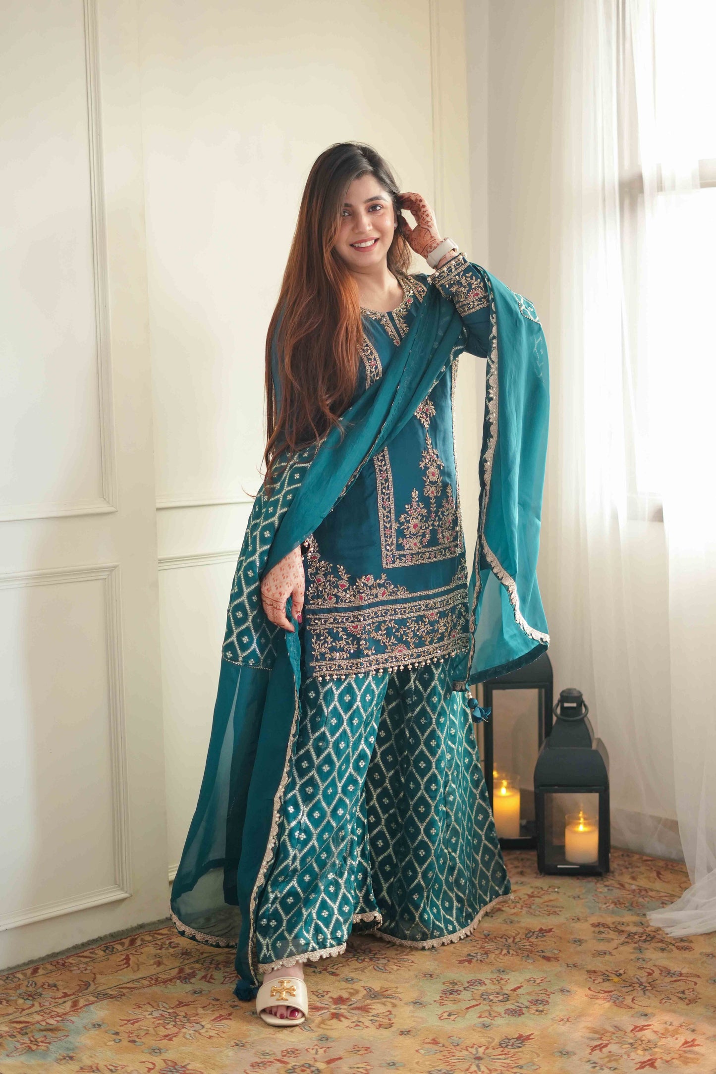 Ifza Green Pure Zadosi Work Sharara Set