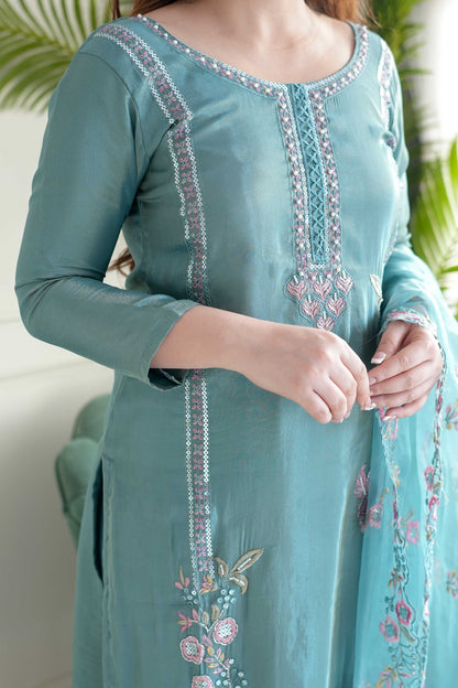 Heeriya Green Embroidered Suit Set