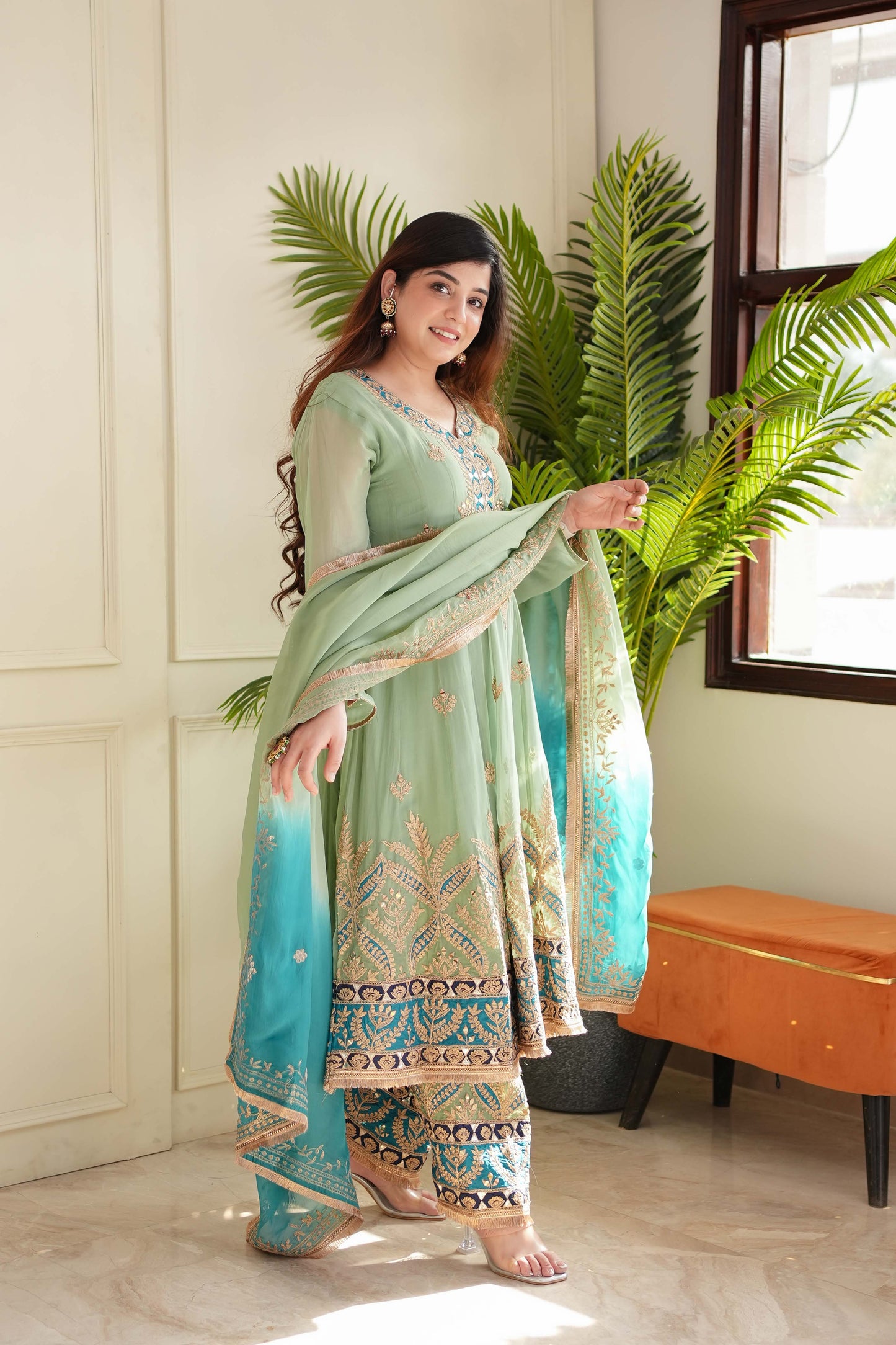 Meher Green Short Anarkali With Salwar