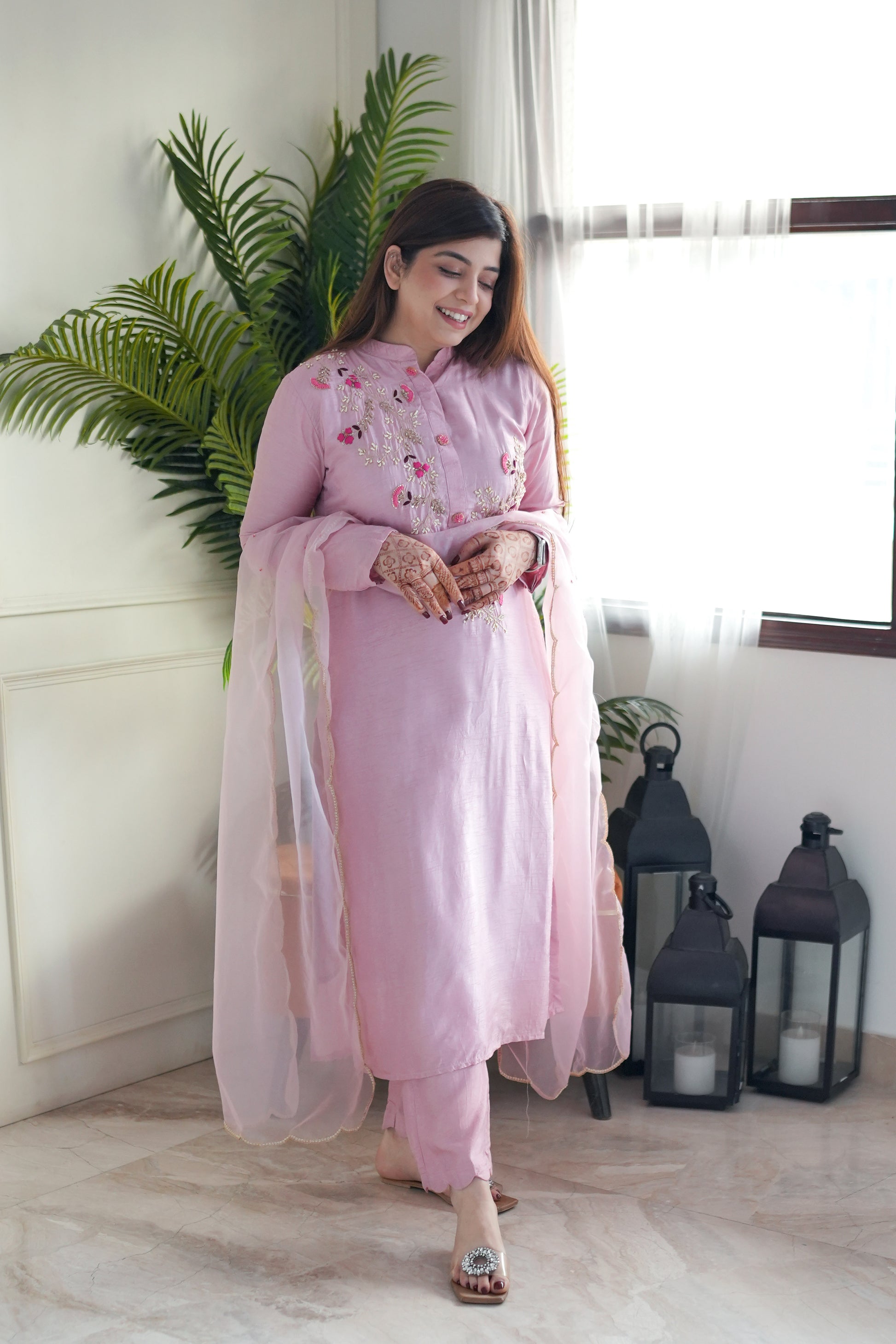 Madhu Pink Silk Suit Set