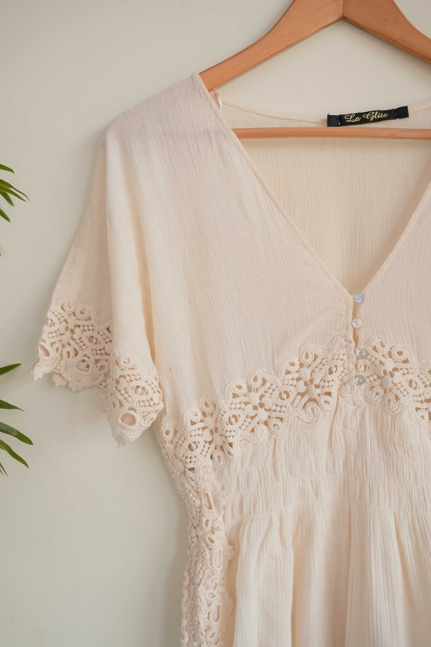 Peach Lace Work Playsuit