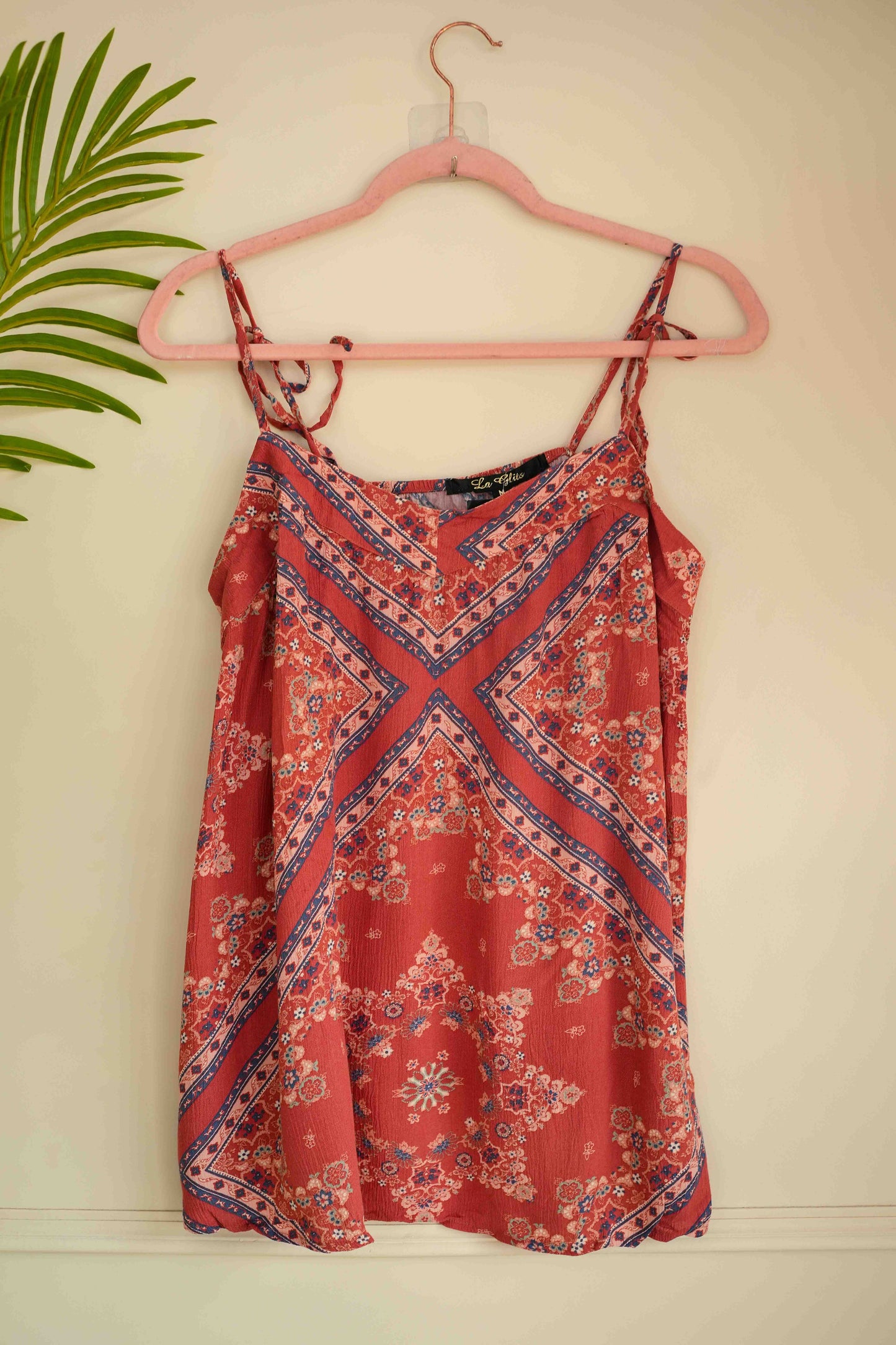 Red Printed Slip Top