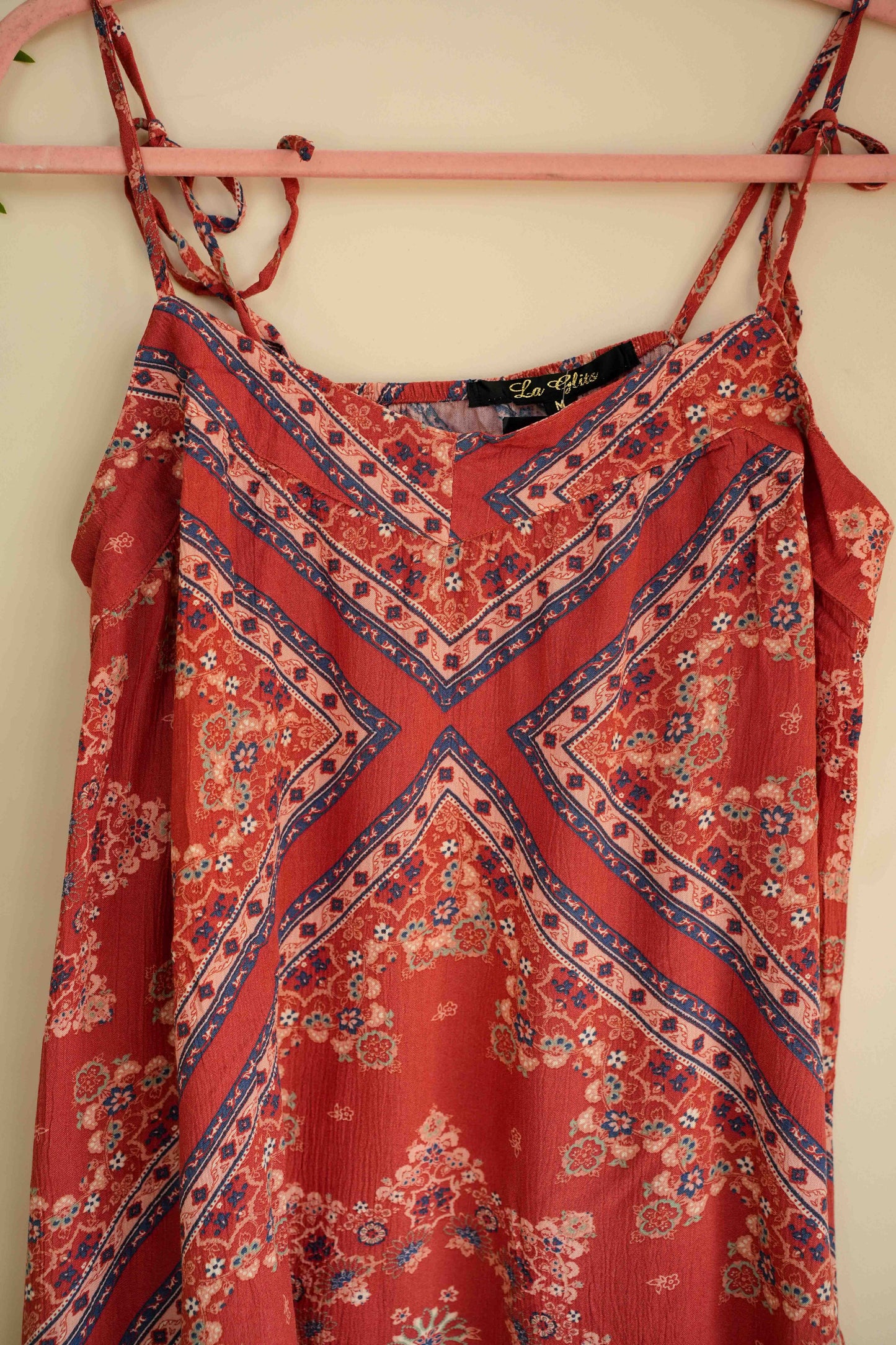 Red Printed Slip Top