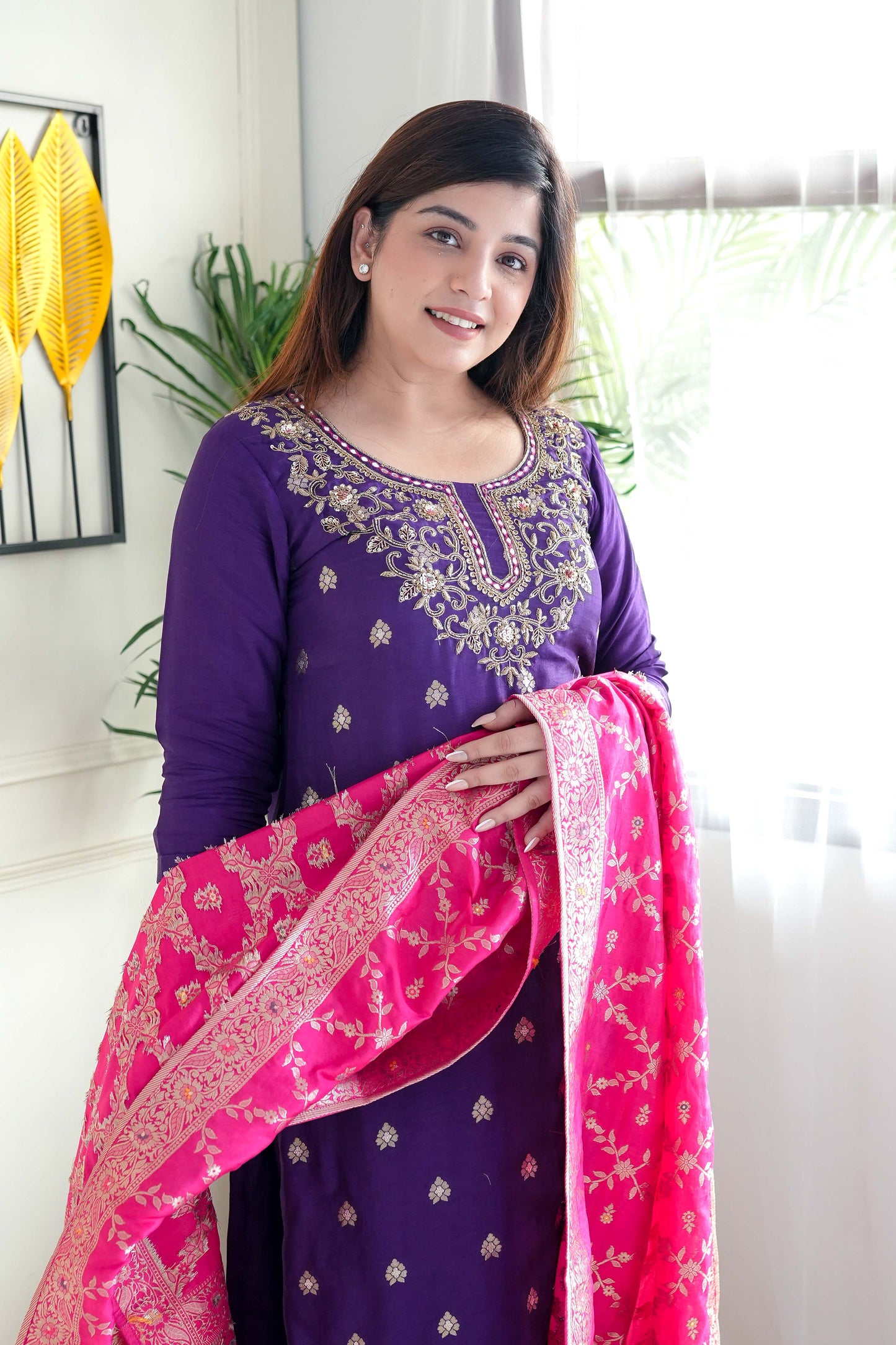 Hridya Purple Silk Suit