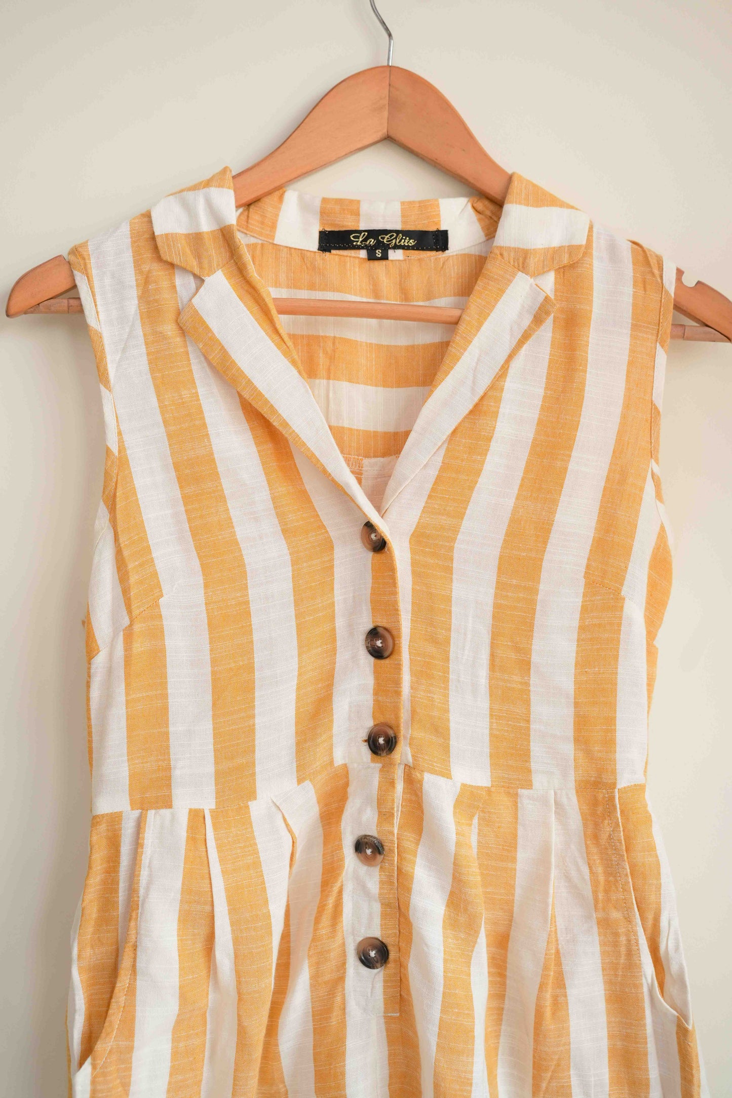 Yellow Striped Button Up Playsuit