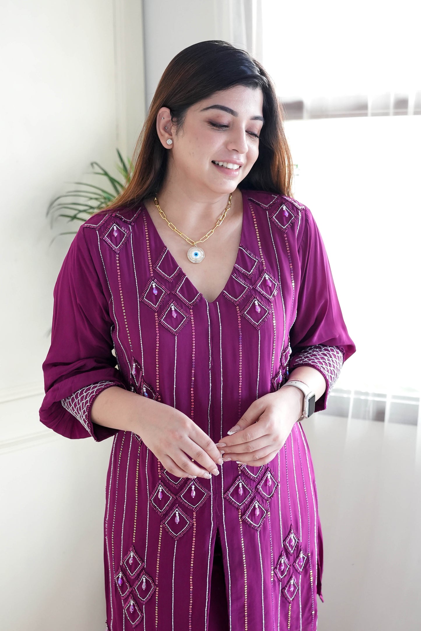 Gulab Purple Embroidred Co ord Set