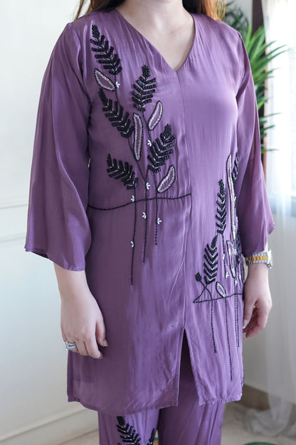 Meerab Purple Embroidered Co ord Set