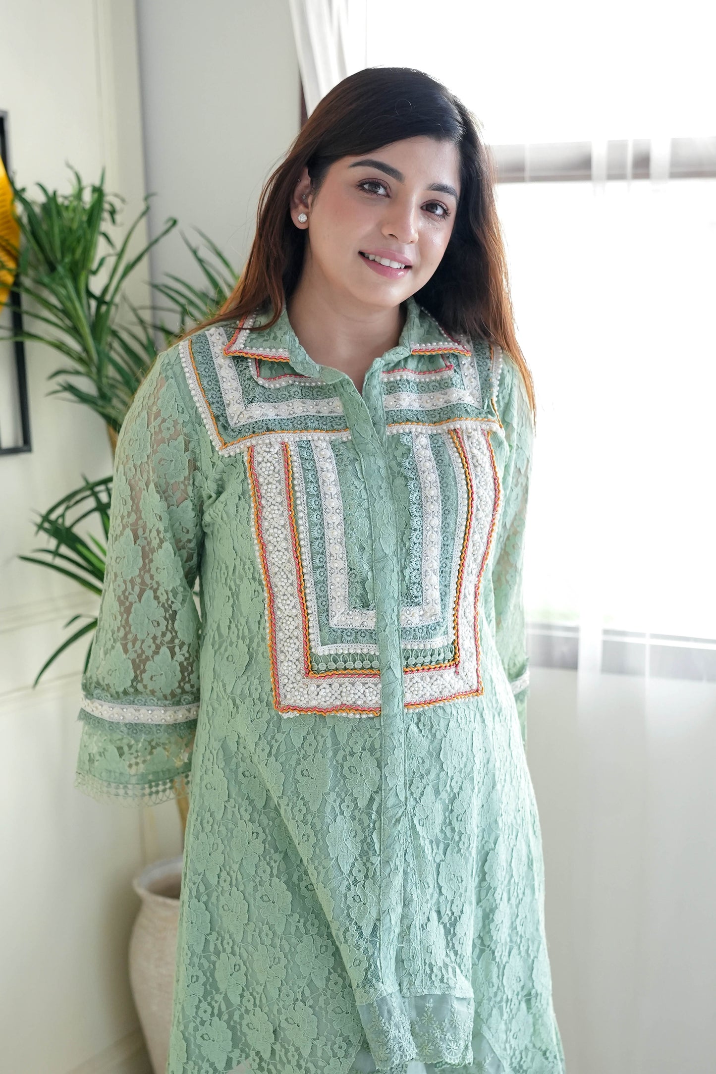 Mohana Green Cutwork Co ord Set