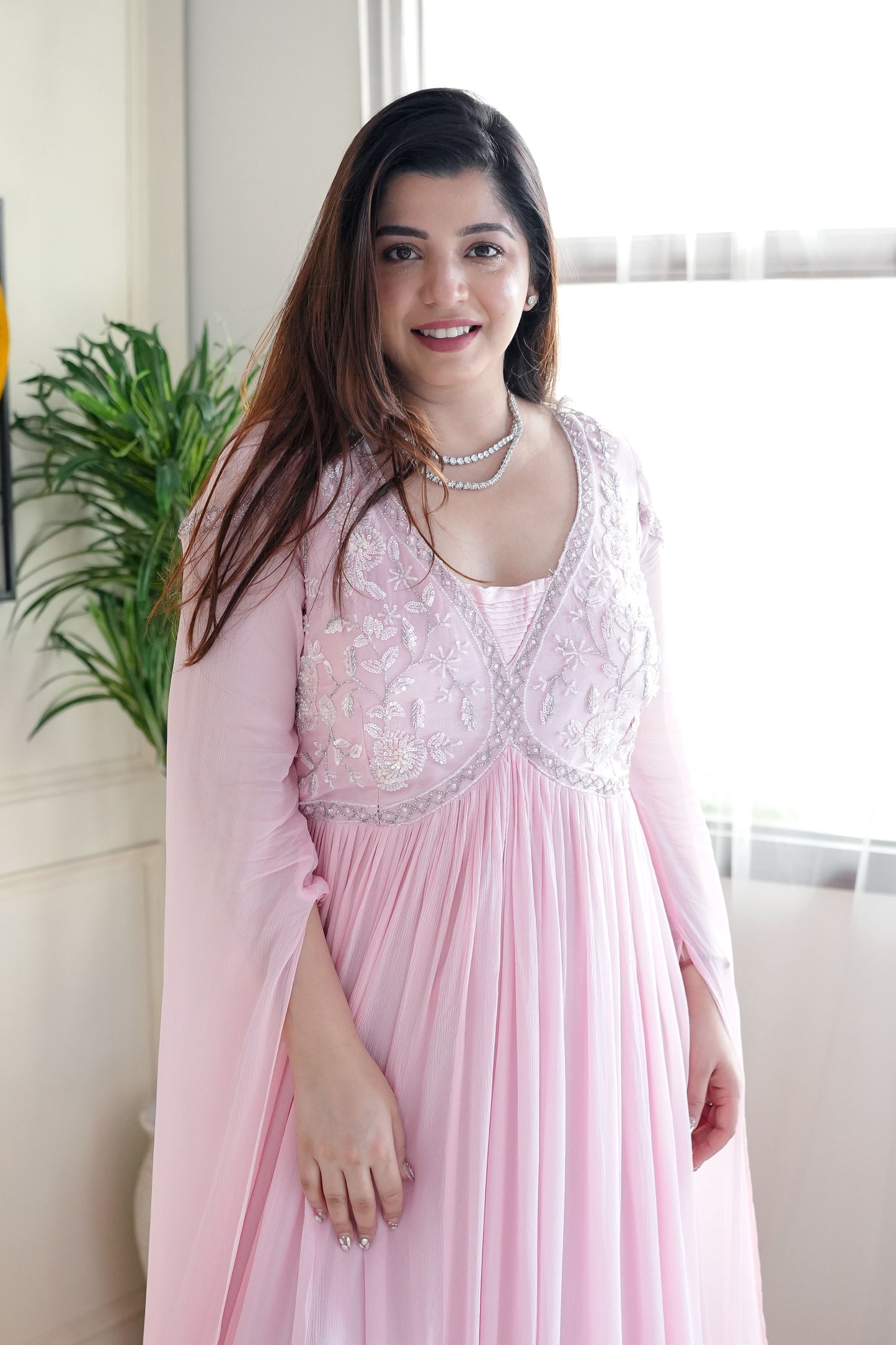 Luxe Pink  Embroidered Gown