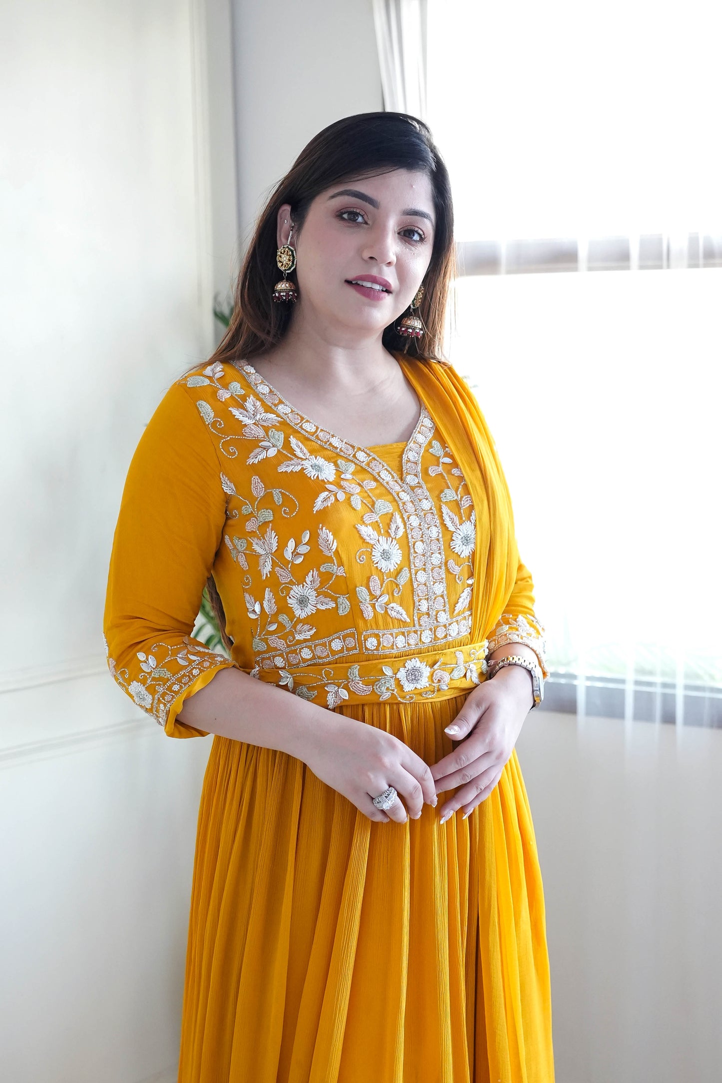 Anamika Yellow Voluminous Anarkali Suit