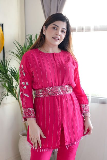 Gauhra Pink Embroidered Co ord Set