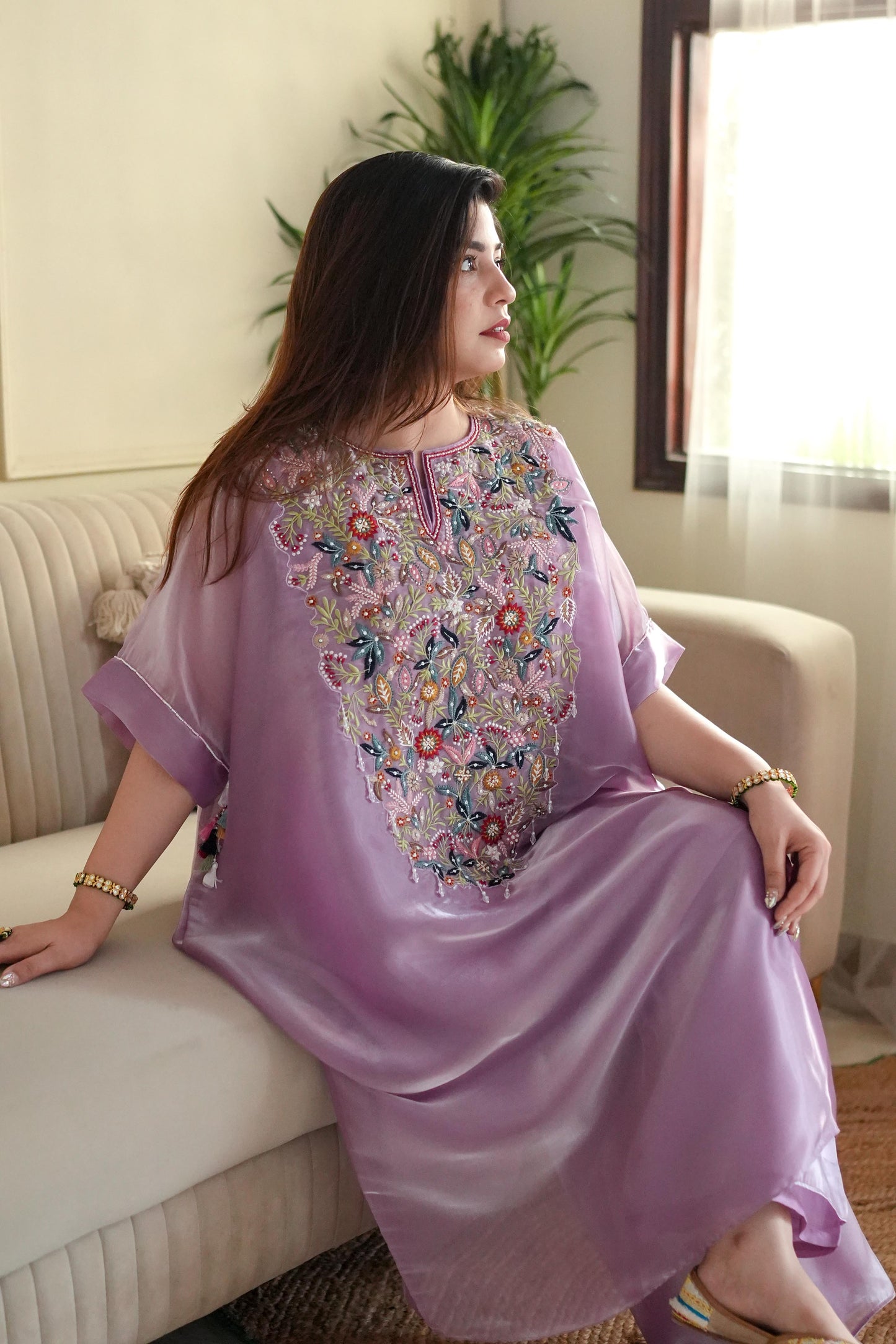 Luxe Lilac Hand Embroidered Chogha Set