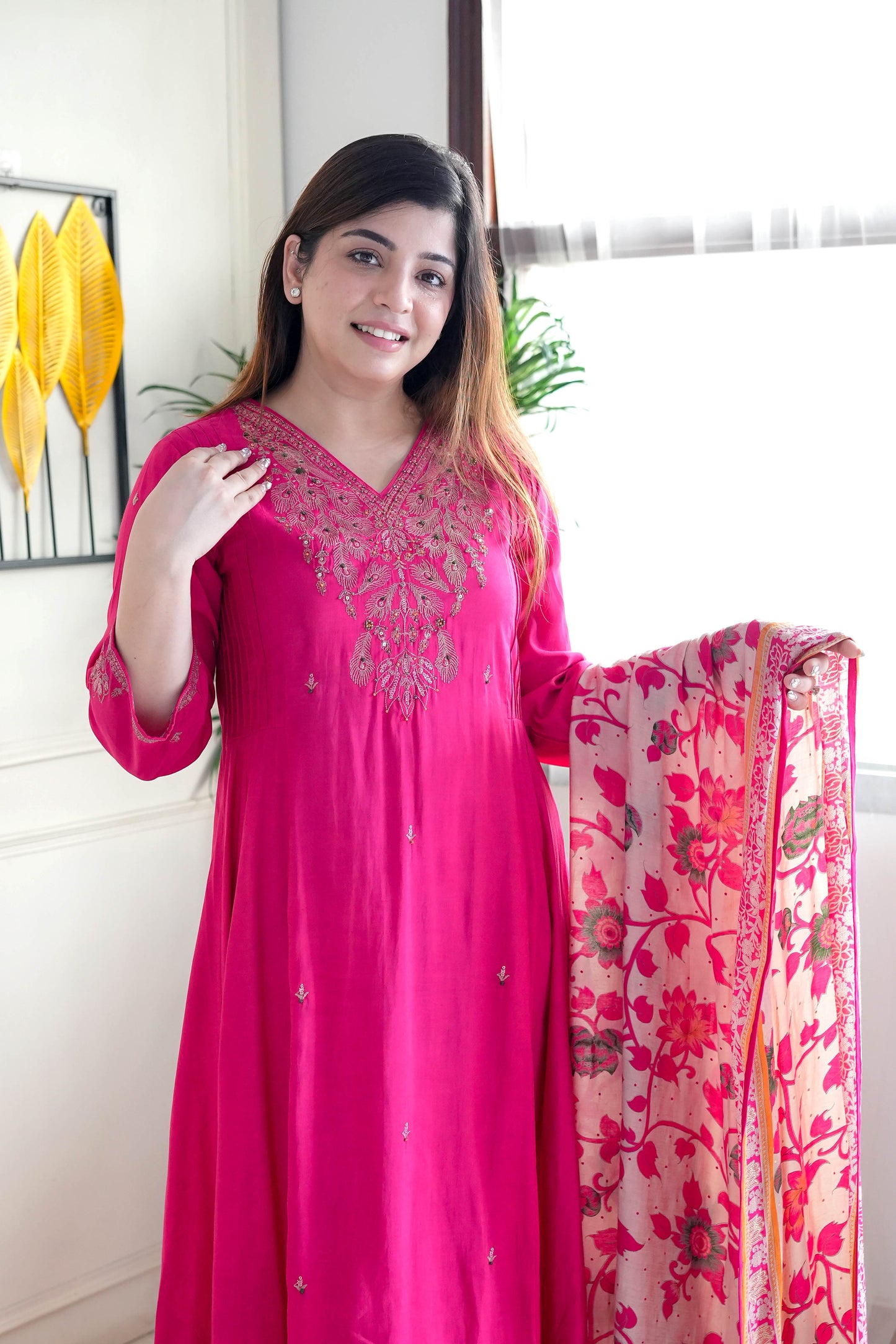 Safina Hot Pink Anarkali Suit Set