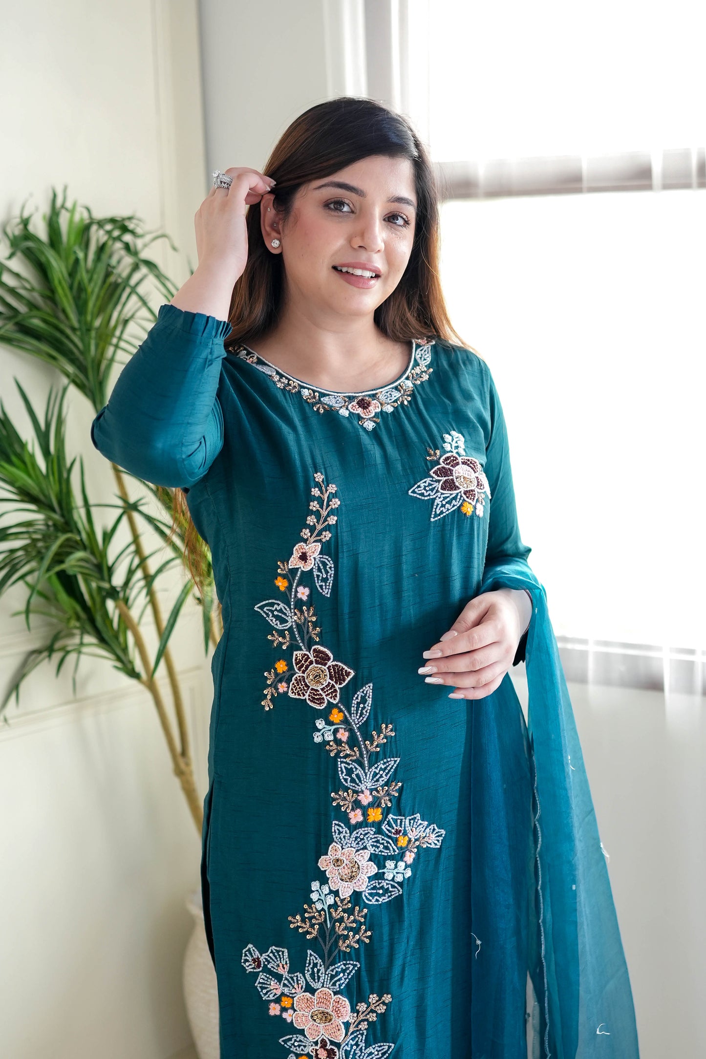 Seeyat Floral Hand Embroidered Suit Set