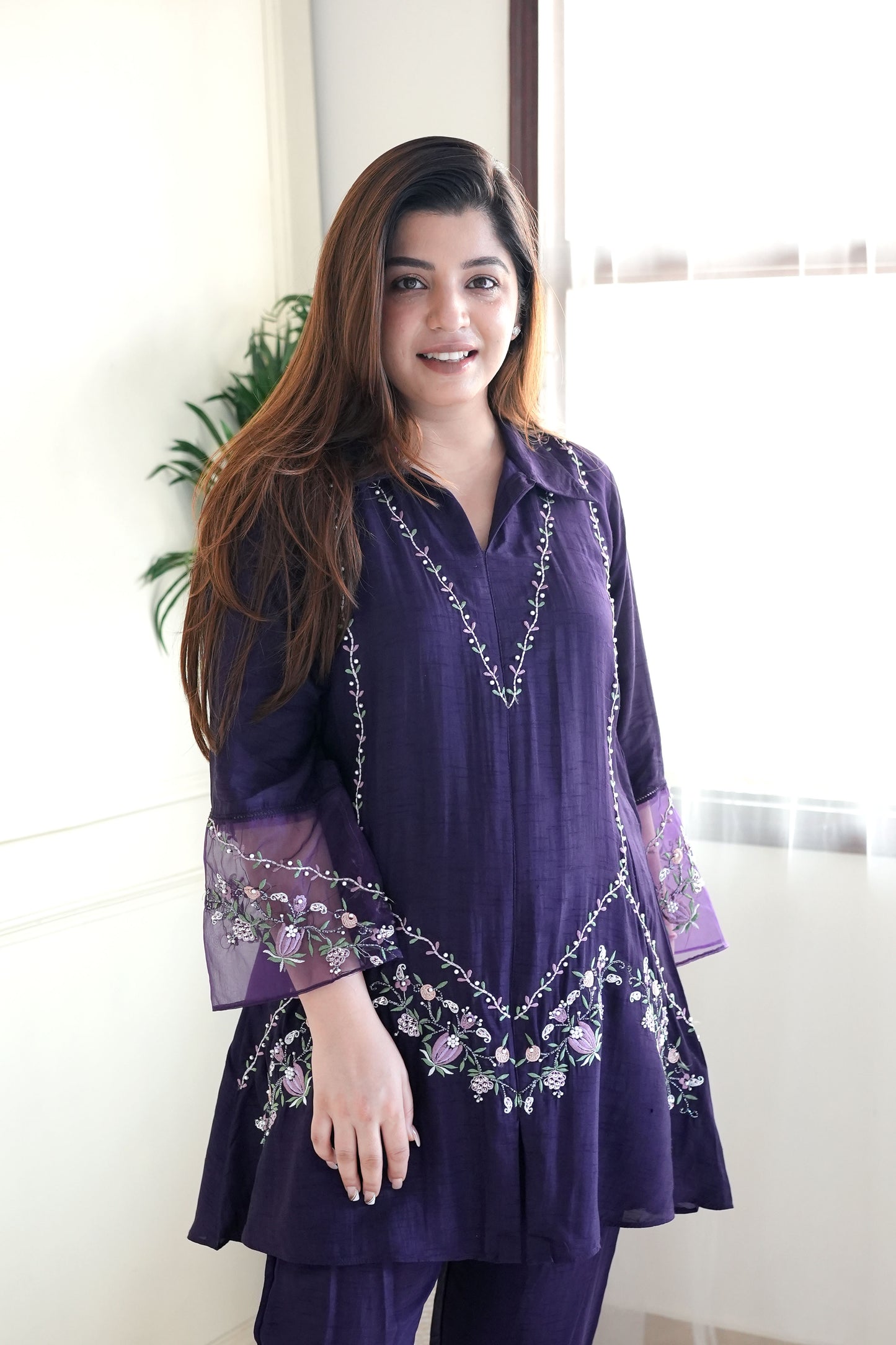 Masooma Purple Embroidred Co ord Set