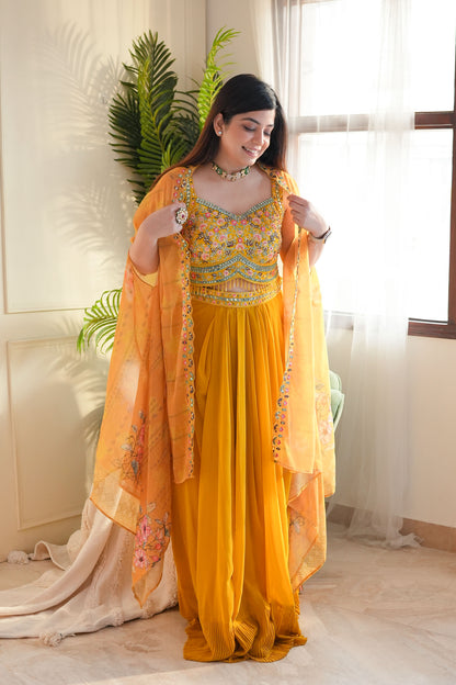 Mehram Yellow Three Piece Set