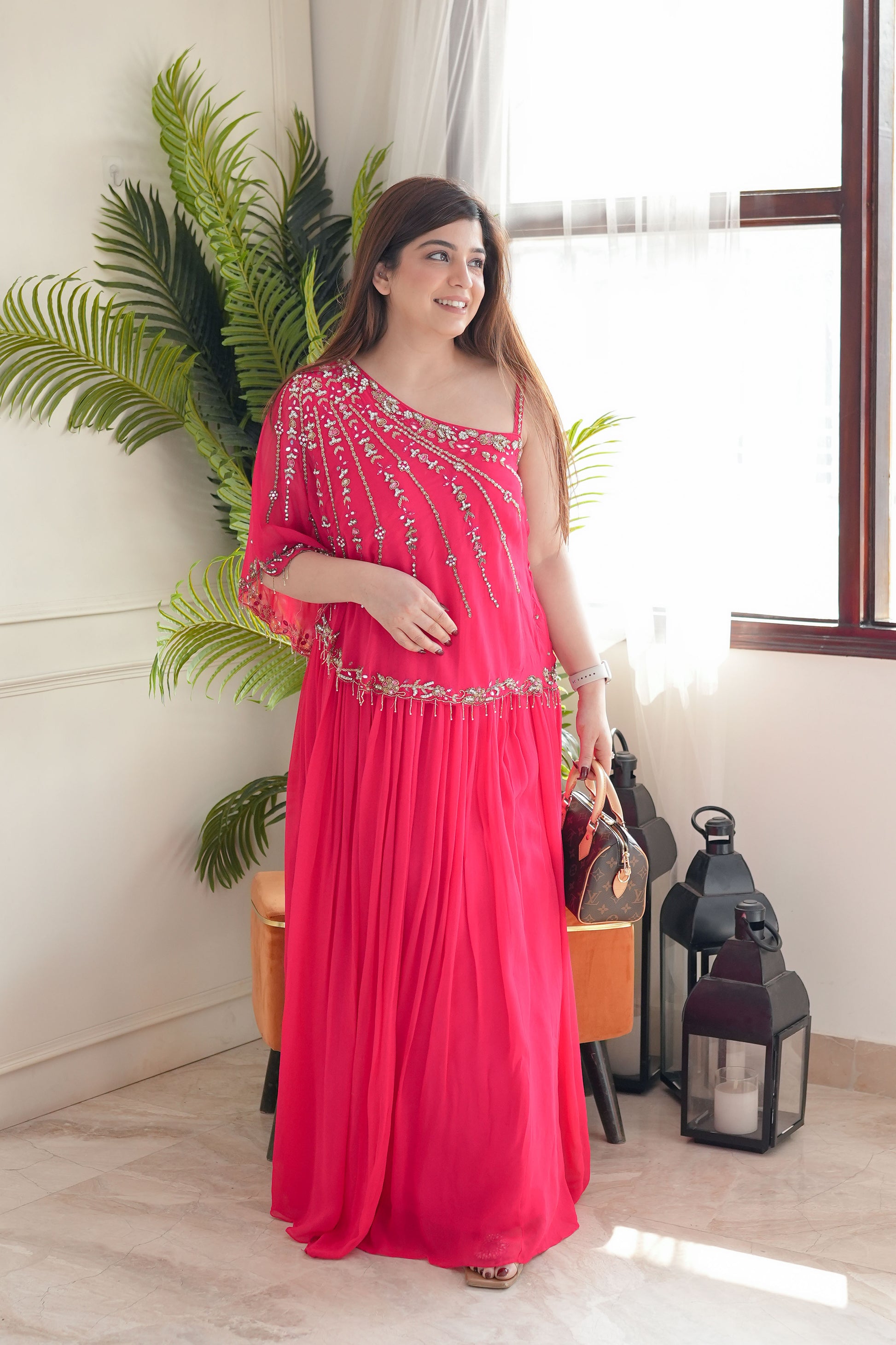 Jaya Hot Pink One Shoulder Maxi