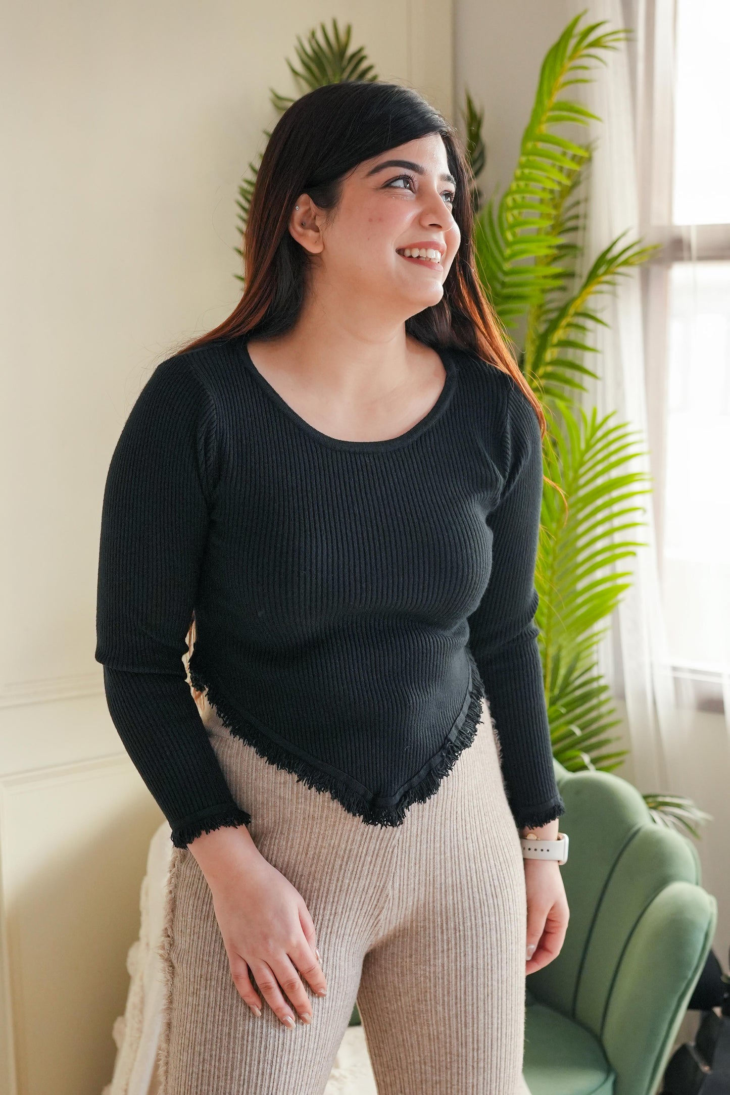 Nora Black Knitted Top