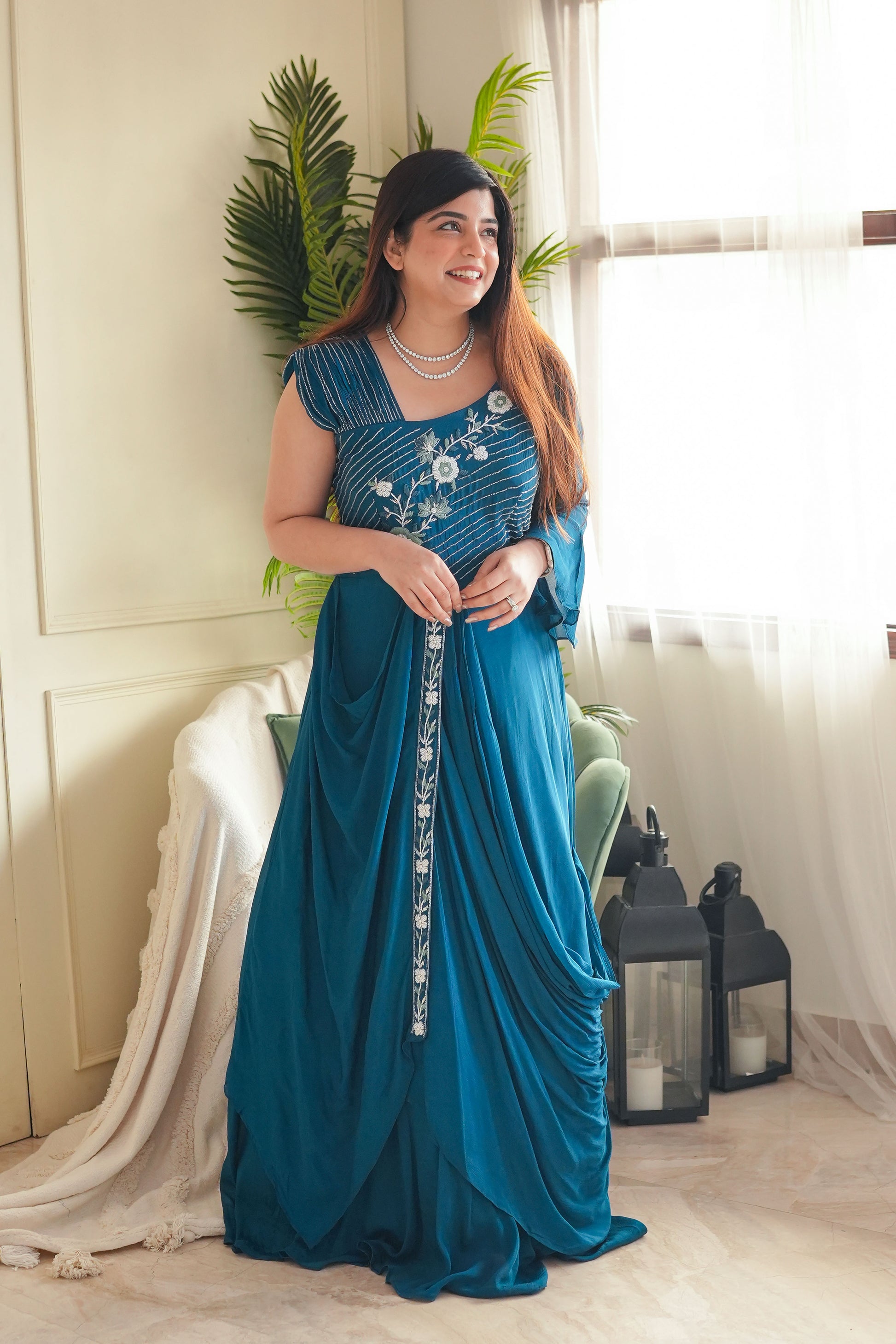 Neeyah Blue Voluminous Gown