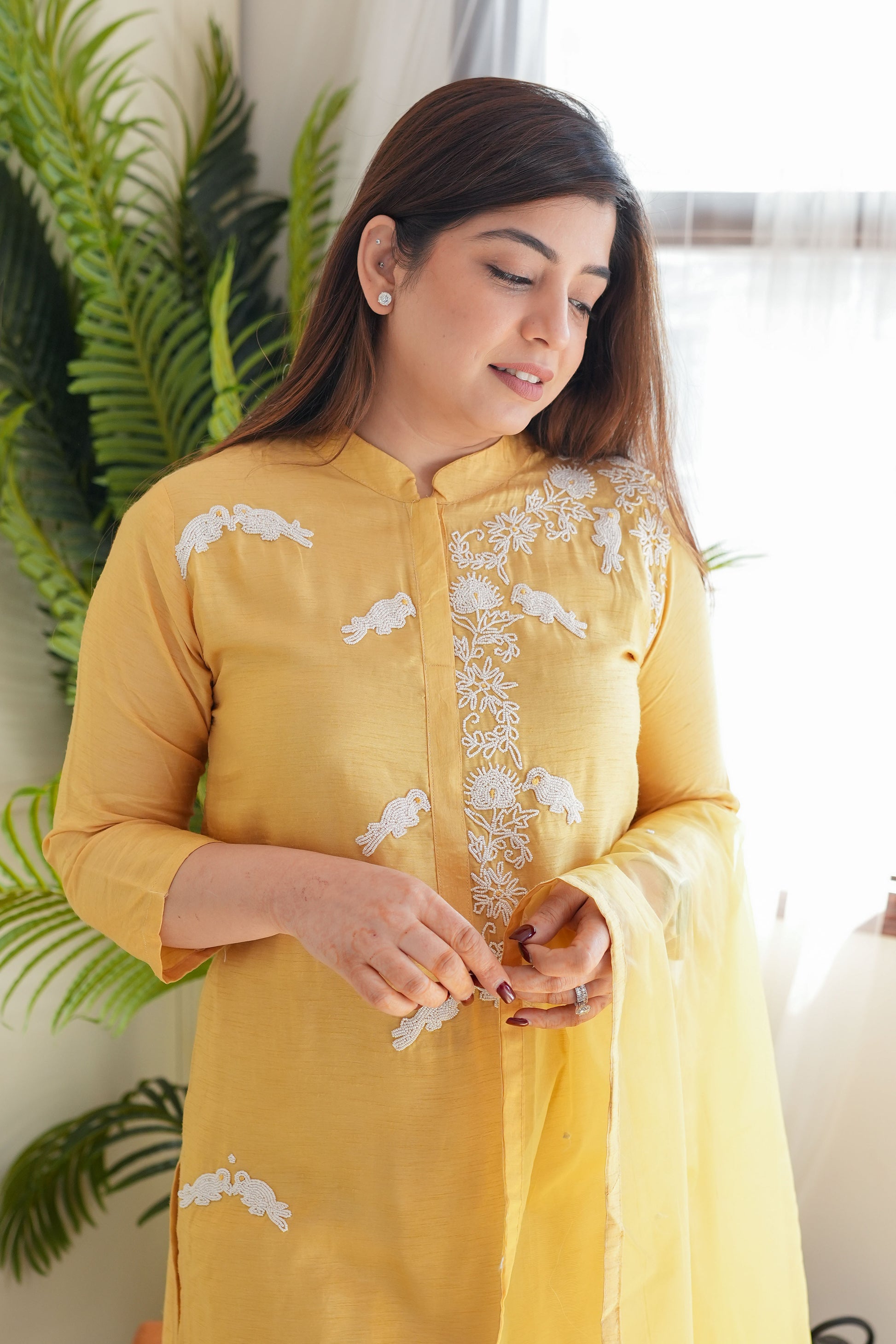 Neyamat Yellow Silk Set