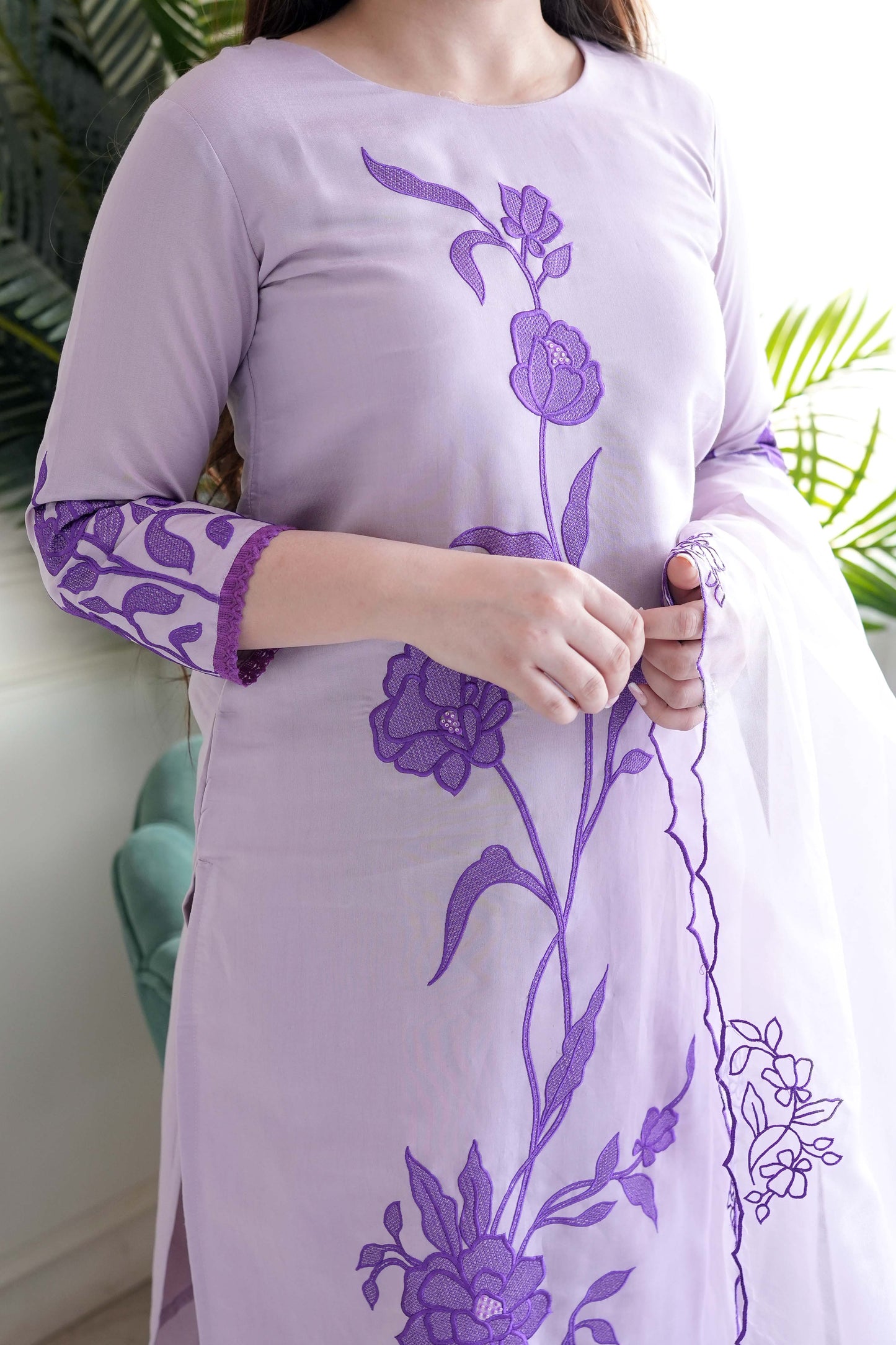 Naina Lavender Embroidered Suit Set