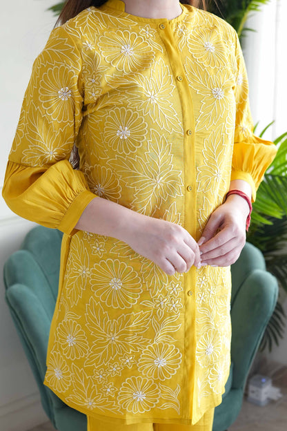 Taara Yellow Embroidered Cordset