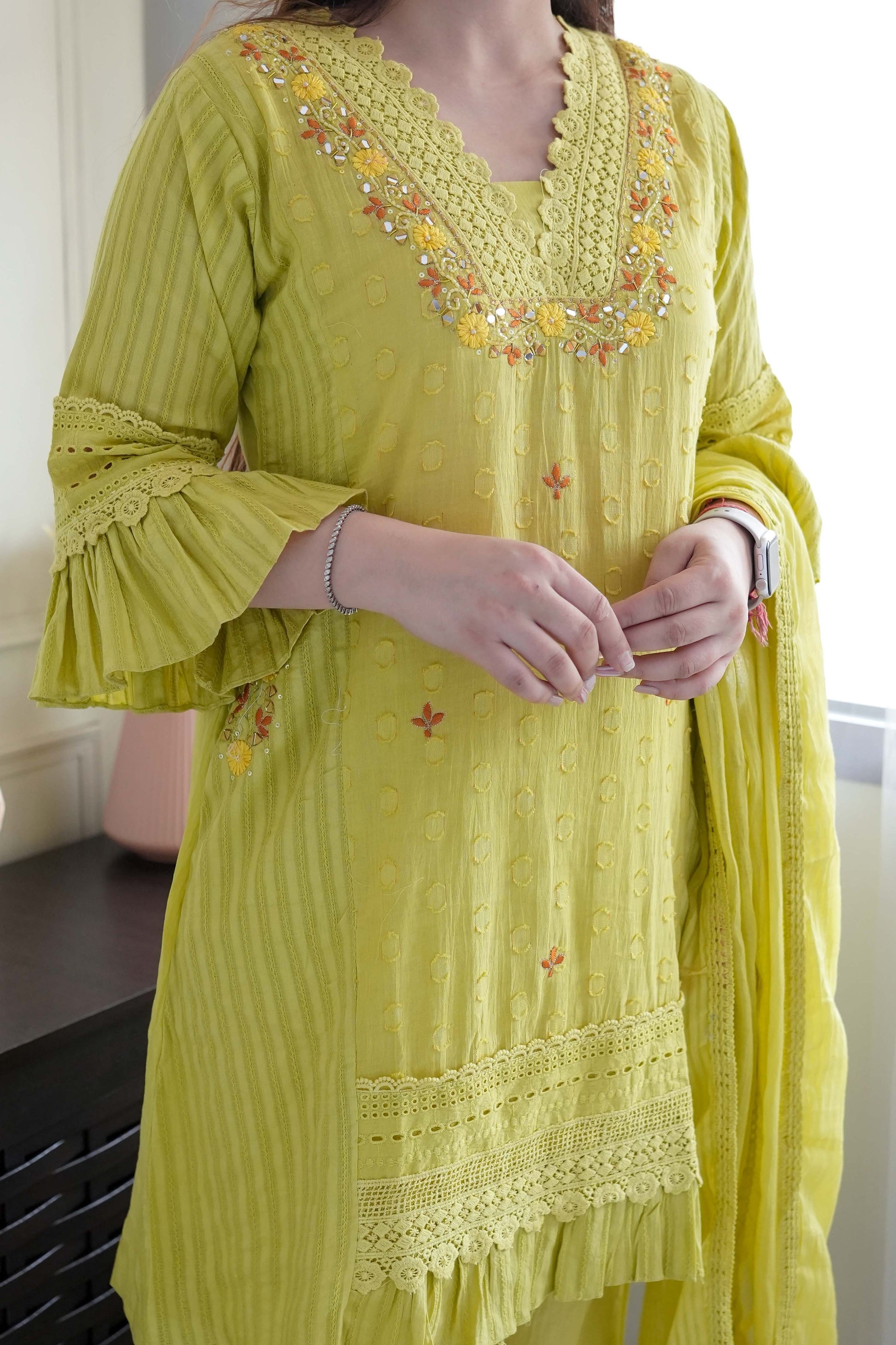 Neemat Green Embroidered Suit Set