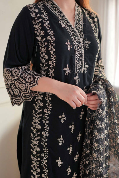 Fiza Black Embriodered Suit Set