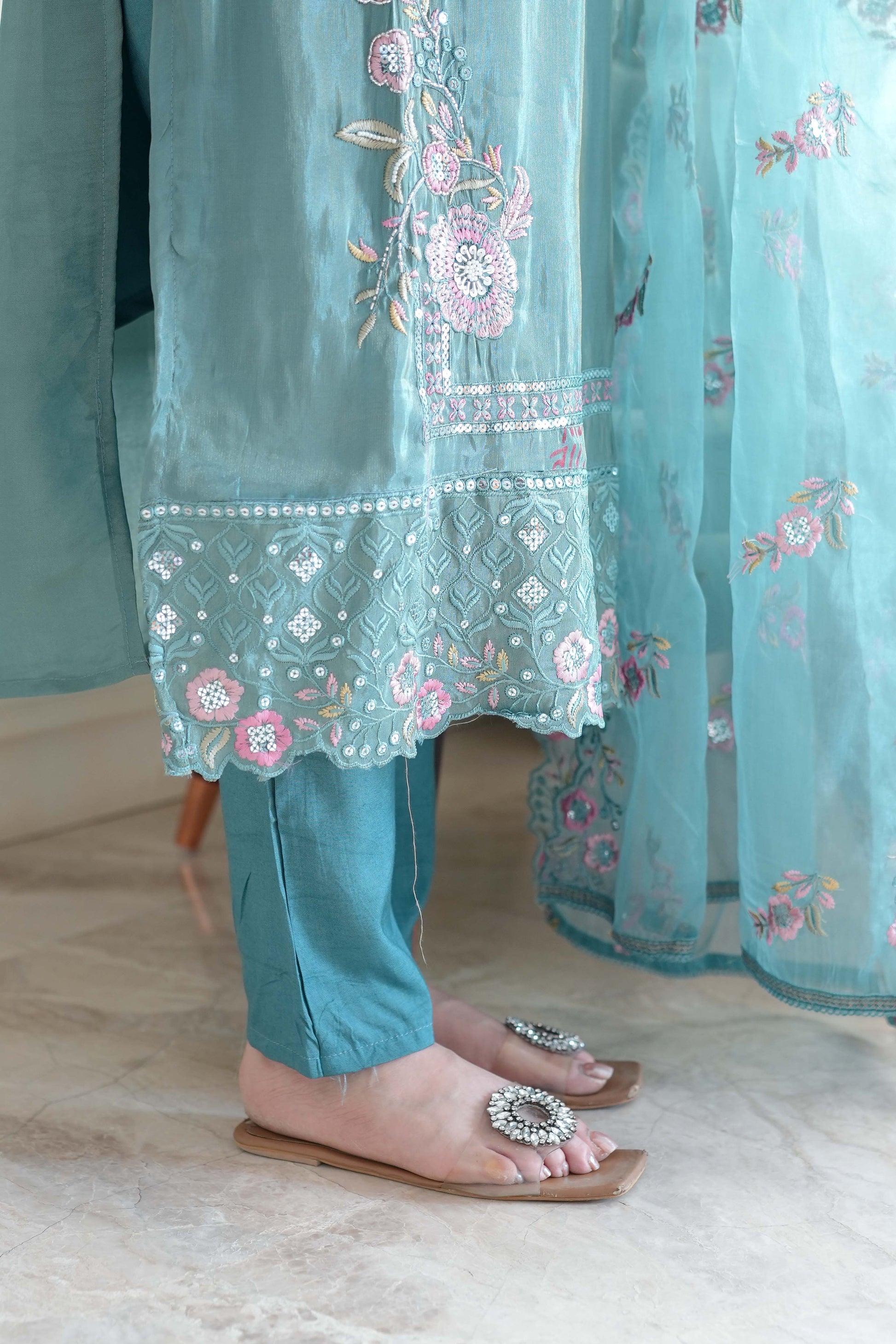 Heeriya Green Embroidered Suit Set