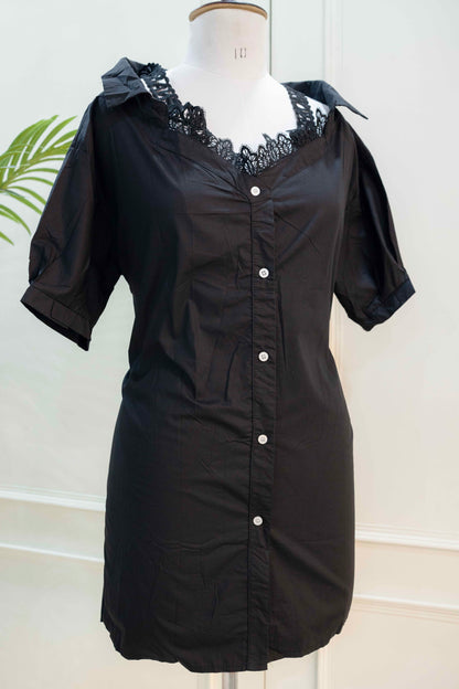 Black Off Shoulder Shirt Dress